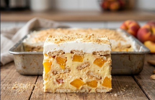 Bela Torta sa Breskvama i Plazmom – Brza Nepečena Letnja Poslastica