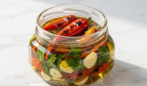 Pečene Papričice sa Belim Lukom u Ulju: Recept za Pikantnu Zimnicu