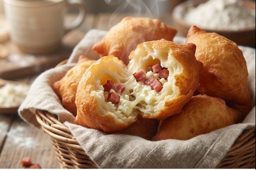 Punjeni Uštipci sa Sirom i Suvom Šunkom – Recept za Zlatne i Meke Uštipke