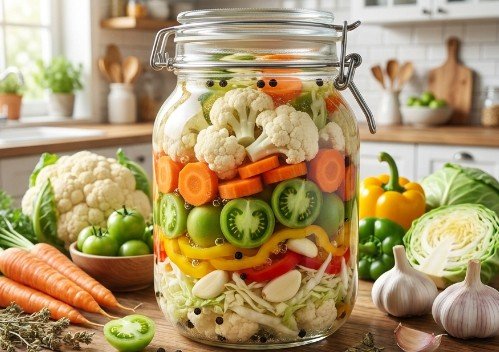 Domaća Carska Mešana Turšija – Hrskava i Šarena Zimska Salata u Tegli